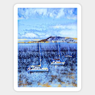 Yachts in the ocean- snow effect Sticker
